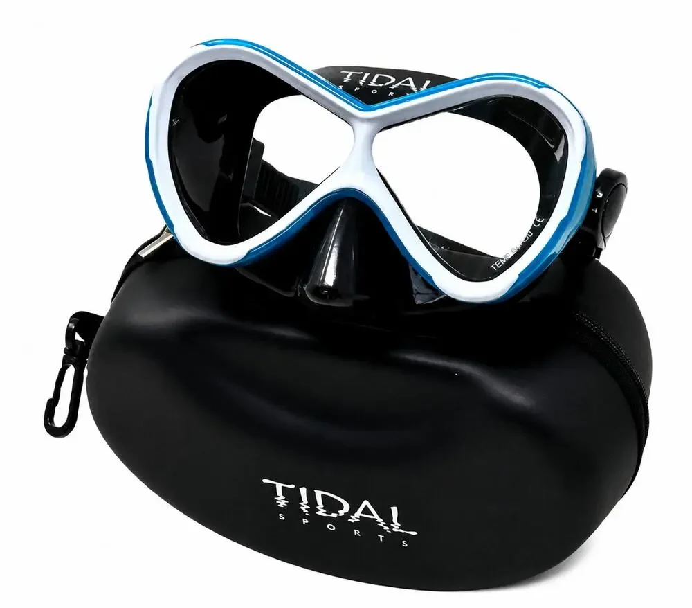 Tidal Sports Kids Snorkel Scuba Mask with Anti-Fog Technology Blue White Black